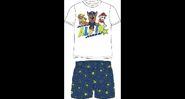 Paw Patrol Shortama Katoen Wit/Blauw Maat 128