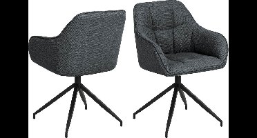 Eetkamerstoel Parma Basel Met Armleuning Donkergrijs - Giga Living