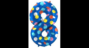 Folat - Folieballon Cijfer 8 Colorful Dots - 86 cm