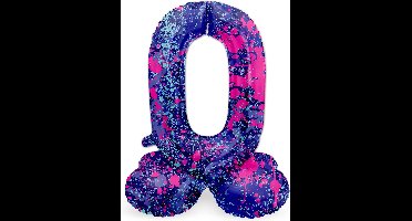 Folat - Staande folieballon Cijfer 0 Paint Splash - 41 cm