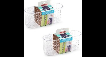 PlasticForte Doucherekje - 2x - met zuignappen - transparant - 26 x 12 cm - badrekje