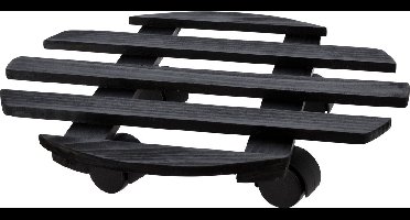 Pro Garden Plantentrolley - hout - donkergrijs - rond - D28 cm - 50 kilo