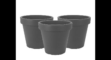 Set van 3 stuks Kunststof Bloempot Antraciet Ø78 cm - Dubbelwandig - Hoogte 67 cm