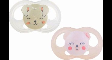 Tigex | Friends | Soft Touch| fopspen | 2 stuks | roze-grijs | 0-6 maanden