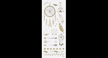Stickers, indianen, vel 10x24 cm, ca. 17 stuk, goud, 1 vel