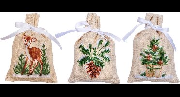 Vervaco - Kruidenzakje kit - Kerst - Winter set van 3 - PN-0198583 - Borduren - Borduurpakket - Borduurpakket volwassenen - Borduurpakket kind