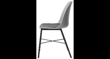 24Designs Mackay Stoel - Set Van 2 - Grijs + Grijs Zitkussen - Zwart Onderstel
