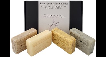 Zeep brievenbuscadeau: Alg, Citroen scrub, Tarwekiemolie, Druivenpitolie - cadeau set verzorgende zepen