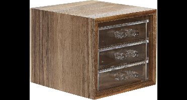 Items bureau/hobby organizer - 3 lades - 14 x 13 x 12 cm - acacia hout