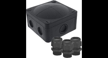 Wiska COMBI 407 Universeel kabeldoos + 3 wartels 95x95x60mm - IP66/67 - Zwart