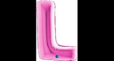 Folieballon 100cm letter L - fuchsia roze