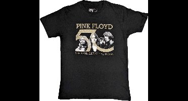 Pink Floyd - Band Photo & 50th Logo Heren T-shirt - XL - Zwart