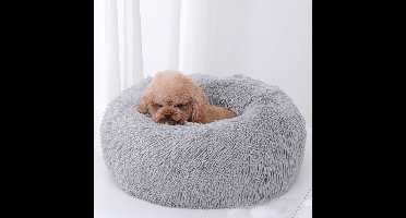Huisdieraccessoires hondenbedden – 80 cm – lichtgrijs – 1 Stuk – rond,donutvormig,met zacht kussen,warm,knuffelbed,diepe slaap,geschikt voor hond&kat,kleine/middelgrote/grote honden