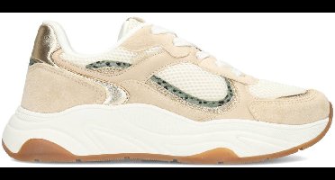 POSH by Poelman MACY Dames Sneakers - Beige met combinatie