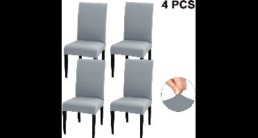 Gigicial Stoelhoezen Voor Eetkamerstoelen - Spandex Stoelhoes - Comfortabel & Kreukvrij + Rekbaar Ontwerp - 4 Stuks - Voor Kinderen En Huisdieren Grijs