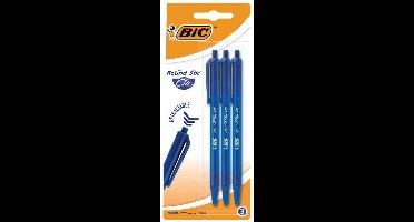 BiC Round Stic Clic - Balpen Set - Blauw - Medium Punt (1.0 mm) - 3 Stuks