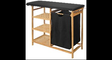 Strijkplank Kipit zwart stof en bamboe 89 x 125 x 34 cm praktische en elegante strijktafel