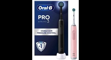 Oral-B Pro 3 - 3900 - Zwarte en Roze - Elektrische Tandenborstel