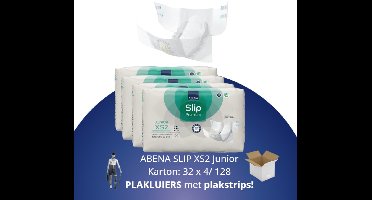 ABENA Incontinentie Slip Premium XS2 Junior - Eendelig Verband ter Bescherming van Zwaar Urineverlies en (Dunne) Ontlasting - Perfecte Aansluiting door Flexibele Sluitstrips - 128 Stuks