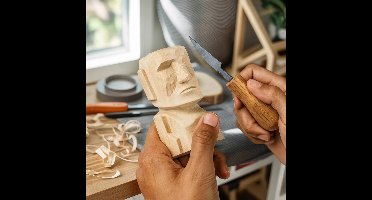 MikaMax Moai Beeldhouwset - 12-delige DIY Carving Kit - Creatieve Knutselset - Paaseiland Standbeeld
