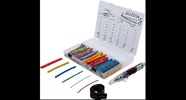 BGS Mini-hete gasbrander met assortiment krimpkousen - kleur - met piëzo-ontsteking - 162 delig