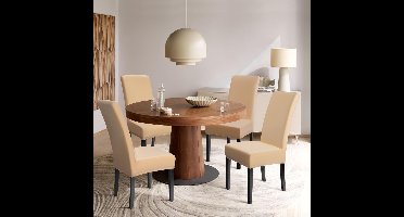 Stoelhoezen - 6 Stuks - Stretch fit - Universele - Modern - Wasbaar - 50D x 50B x 60H cm - polyester - Effen - Elastisch - Kleur : Beige