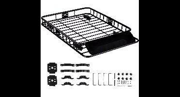 Dakbagagerek - Universele Dakdragerbak - Afmeting 117,5 x 91,5 x 11,4 cm - Draagvermogen 90 kg - Geschikt voor Dakdragers - Zwart