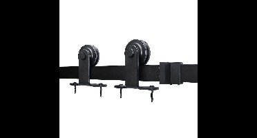 Schuifdeursysteem – Schuifdeurset – Deurbeslag – Schuifrail – Vloergeleider – Carbonstaal – 183 cm Rail – Max. 100 kg Draagvermogen