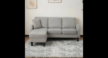 L-Vormige Bank – Hoekbank – Modulair Sofa – Zitbank – Chaise Longue – Ademend Katoen-Linnen – Compact 166x118x77 CM