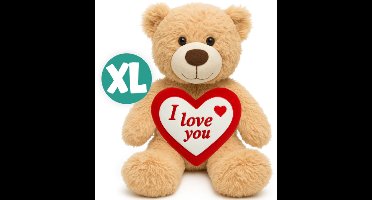 Teddybeer (Bruin) met Hart Love Pluche Knuffel 22 cm - Moederdag knuffelbeertje I love you - Valentijnsdag cadeau voor hem haar - Knuffelbeer Beertje Teddy Liefde Mannen Vrouwen - Valentijn Cadeautje - I Love You / Ik hou van je - Teddy Beer Groot