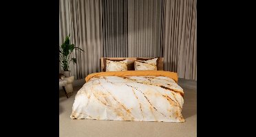 Kayori Sayana Dekbedovertrek Katoensatijn - 200x200-220 + 2 slopen - Tweepersoons - Zacht, Ademend & Vochtregulerend - Goud - 200x200-220 + 2 slopen - Tweepersoons - Biologisch Katoen - Goud