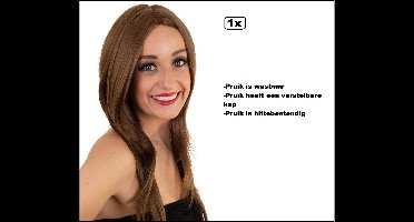 Luxe Pruik Anke lang bruin - Wasbaar en verstelbare luxe pruik