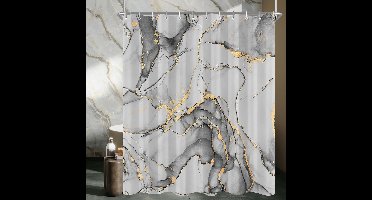 Boraboi® Stijlvol Grijs Marmer Douchegordijn met Waterafstotende Coating en Verzwaarde Zoom, Polyester, 120 x 200 cm, Grijs Marmer