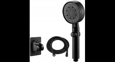 Douchekop - Douchekop - Doucheset - Douchekop Hoge druk - Verstelbaar - Regendouchekop - Waterbesparende Douchekop - Regendouche - Handdouche - 5 Standen - Met Stop Knop - Zwart