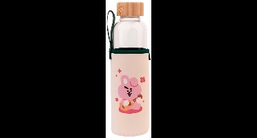Bt21 Drinkfles Cooky 500 Ml 7 X 23,5 Cm Glas Transparant/beige