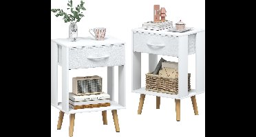Nachttisch 2er Set, 40X 30 X 60 cm Nachttisch Wit, Klein Nachttische mit Schublade Nachtschrank für Schlafzimmer Kinderzimmer Zimmer Gift Nachtkastje Nachtkastje
