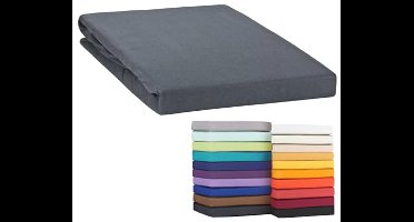 Hoeslaken Jersey 180x200 - 200x220 cm van 100% Katoen - Antraciet