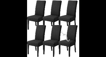 Stoelhoezen - set van 6 - Stretch fit - modern - waterdicht - elastische - afneembare - Ademend - Anti-kreuk - Krasbestendig - Polyestermix - Machinewasbaar - Kleur : zwart