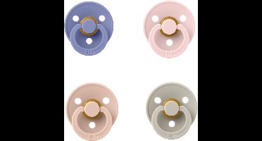 Bibs fopspeen 6-18 maand set 4 stuks Mauve,Dusky Lilac,Blush en Sand maat 2