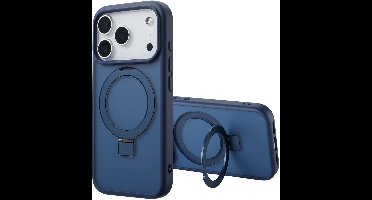 Accezz Hoesje - Geschikt voor Apple iPhone 17 Pro Max - Ring Stand Backcover geschikt voor MagSafe - Blauw