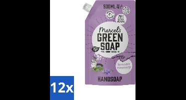 Marcel’s Green Soap – Handzeep Navulling – Lavendel & Rozemarijn – 500 ml - Voordeelverpakking - 12 stuks