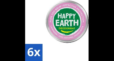 6 x Happy Earth – Deodorant Balm – 100% Natuurlijk Lavender – 45 g - Natuurlijke Deodorant - Frisse Geur - Lavendel - Huidvriendelijk - Aluminiumvrij