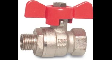 Kogelkraan vlinder messing vernikkeld 3/4" binnendraad x buitendraad 25 bar type 105