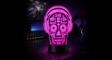 Qware - 3D LED Lamp - Skull - 16 kleuren & effecten - Acryl lamp - Touch control - Afstandsbediening