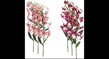 Emerald - Kunstbloem Lelie Roze 80cm - Set van 6 - Kunstplant voor binnen