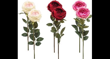 Emerald - Kunstbloem Roos Joelle 65cm - Set van 6 - Kunstplant voor binnen