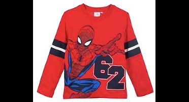 Marvel Spiderman Shirt - Lange Mouw - Rood - Maat 122/128