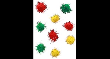Pom Pom glitter 2 cm rood/geel/groen