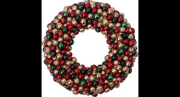 Kerstkrans Kerstballen | Kerst kleuren | Rood - Groen - Goud | D33 x H6 cm