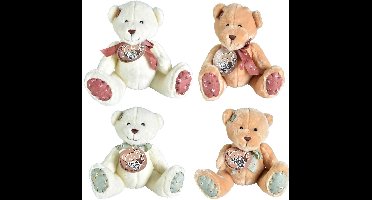 Pluchen beer knuffel met strik multi kleuren voor kinderen.